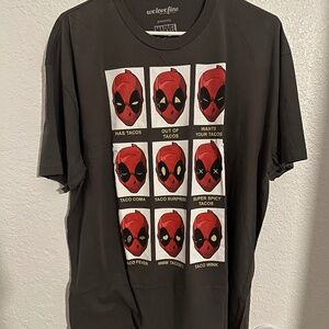 Deadpool Tacos Quotes Comic Faces We Love Fine Gray T-Shirt Marvel Size XXL
